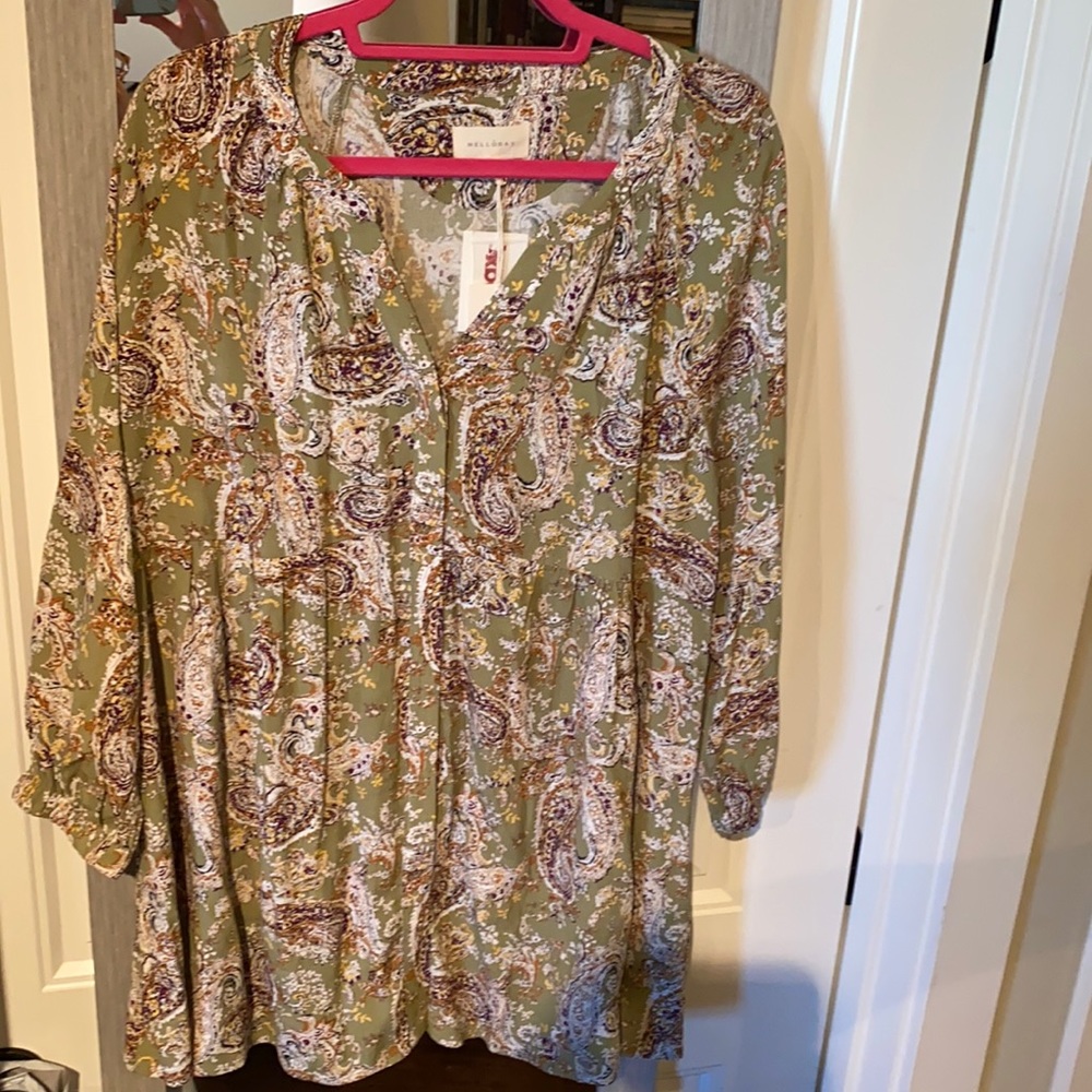 Melloday printed tunic top (never worn!) size XL